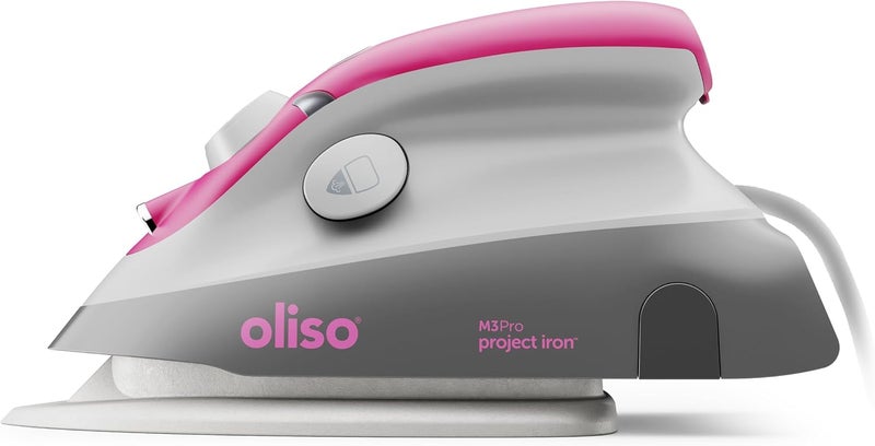 Oliso M3Pro Project Steam Iron with Solemate – 1000W Ceramic Soleplate Iron and LED Light for Sewing, Quilting, Crafting, and Travel – Raspberry - Image 1